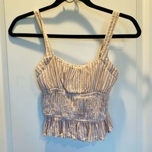 Like New Ribbed/ Linen stoped top